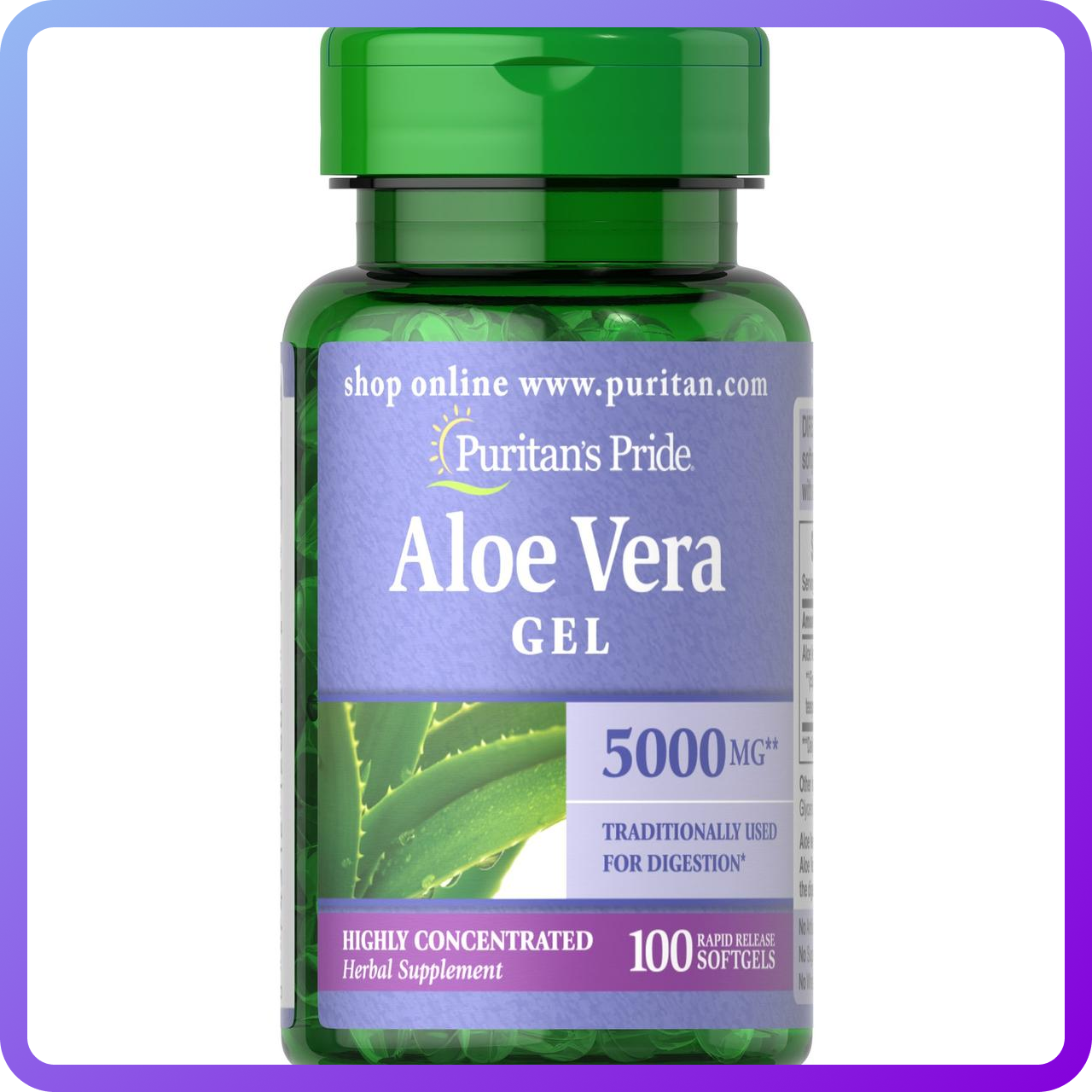 Комплекс для поліпшення роботи імунної системи Puritan's Pride Aloe Vera gel 5000 мг (100 капс) (337354)
