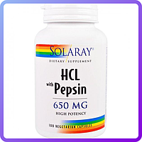 Бетаїн і Пепсин Solaray Betaine HCL with Pepsin 650 мг 100 вегетаріанських капсул (112774)