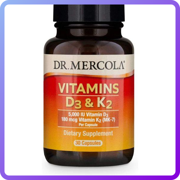 Вітаміни D3 і K2 Dr. Mercola Vitamins D3 K2 30 капсул (345080)