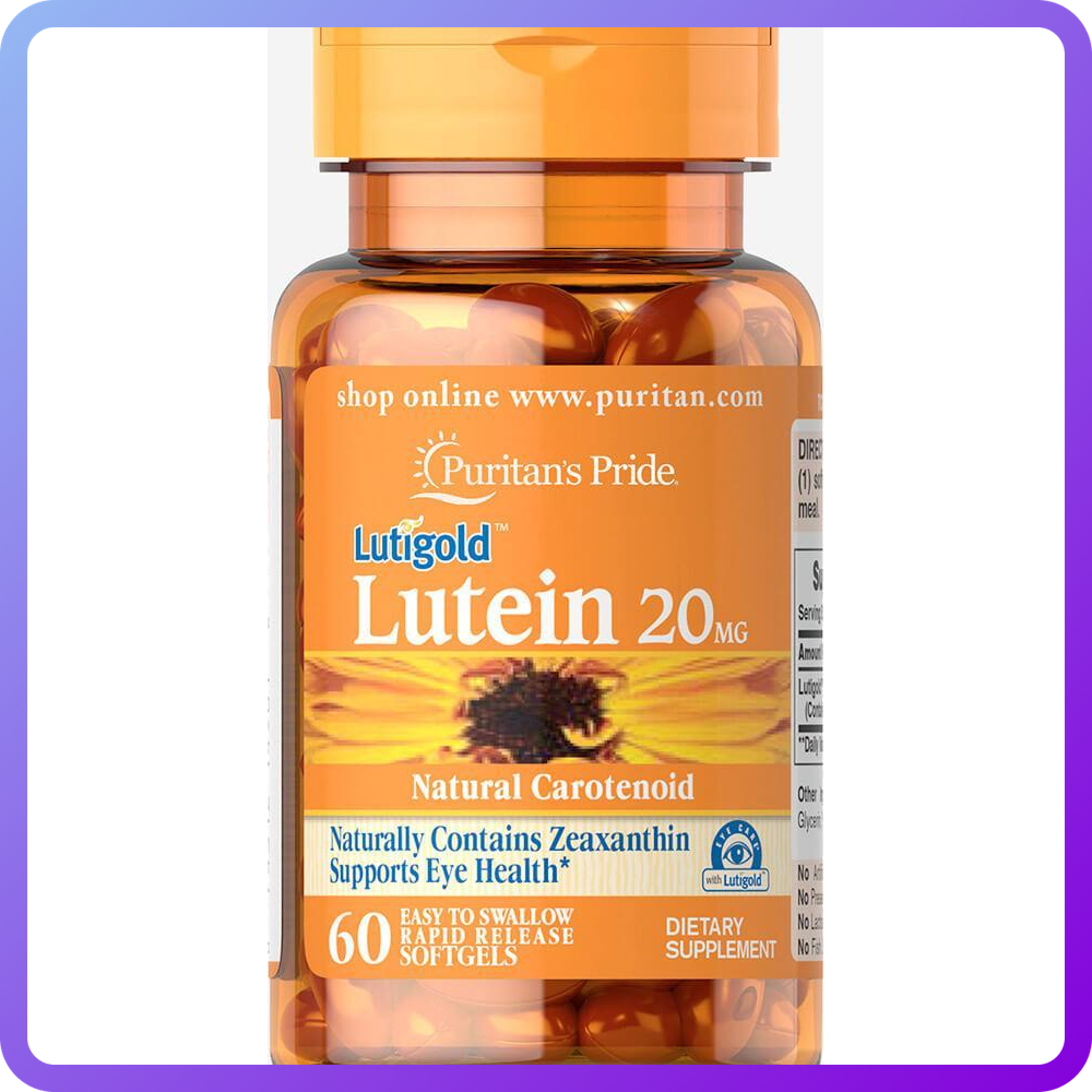 Препарат покращує роботи очей Puritan's Pride Lutigold Lutein 20 мг (60 капс) (337391)