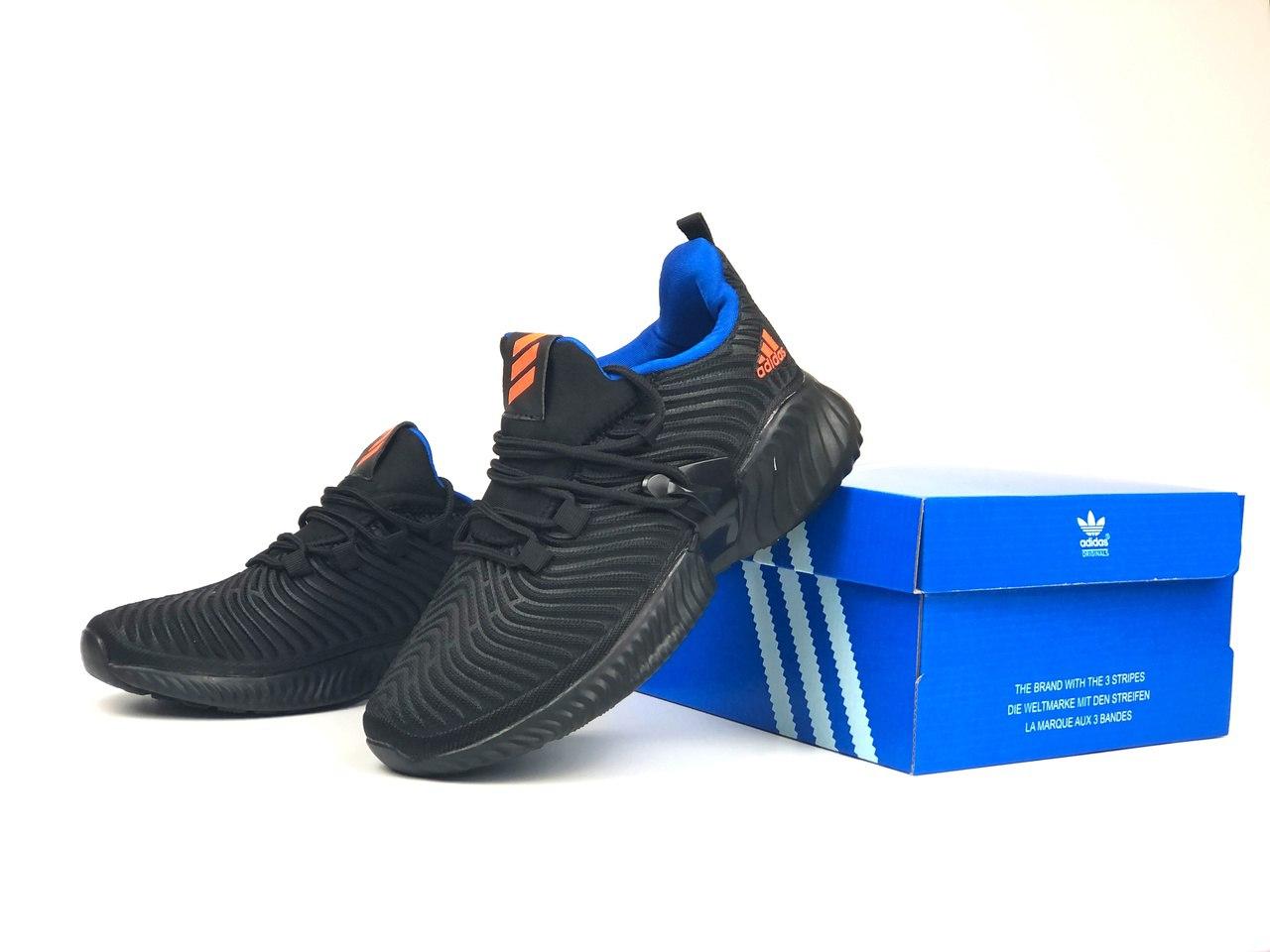 Кросівки чоловічі Adidas чорні модні бігові кросівки текстиль