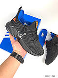 Кросівки чоловічі Adidas чорні модні бігові кросівки текстиль, фото 4