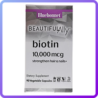 Вітаміни для шкіри, нігтів і волосся Біотин Bluebonnet Nutrition Biotin 10.000 мкг Beautiful Ally 90 (231821)