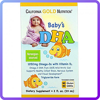 Детский DHA Омега-3 с Витамином Д3 California Gold Nutrition Baby's DHA Omega-3s with Vitamin D3 59 Мл (2