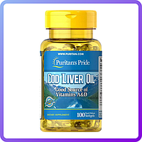 Жир з печінки норвезької тріски Puritan's Pride Cod Liver Oil vitamins A&D 100 гел.капс (113878)