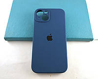 Защитный чехол для Apple iPhone 14  синий силиконовый с логотипом