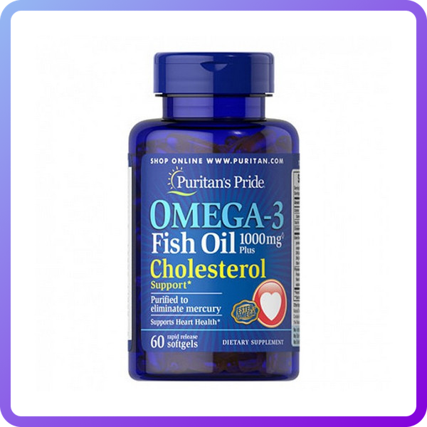 Комплекс незамінних жирних кислот Puritan's Pride Omega 3 Fish Oil Plus Cholesterol Support (60 капс) (337411)