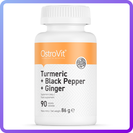 Куркума + чорний перець + імбир Ostrovit Turmeric + Black Pepper + Ginger 90 таб (347232)