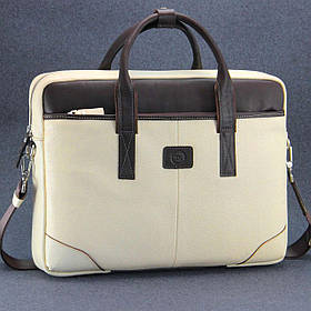 Класична ділова шкіряна сумка для ноутбука 15" біла Tom Stone 717