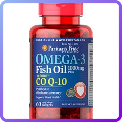Комплекс незамінних жирних кислот Puritan's Pride Fish Oil 1000 mg plus Co Q-10 (60 капс) (336037)