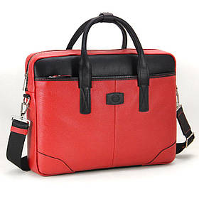 Класична ділова шкіряна сумка для ноутбука 15" червона Tom Stone 717