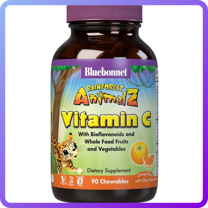 Дитячий вітамін С Bluebonnet Nutrition Vitamin C with bioflavonoids for kids 90 жувальні цукерки (346272)