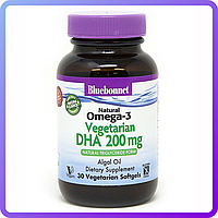 Вегетаріанська Омега-3 з Водоростей Bluebonnet Nutrition Vegetarian DHA 200 мг 30 рослинних капсул (110583)