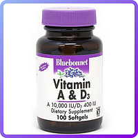 Витамин А и D3 Bluebonnet Nutrition Vitamin А и D3 10.000 IU 400 IU 100 желатиновых капсул (110590)