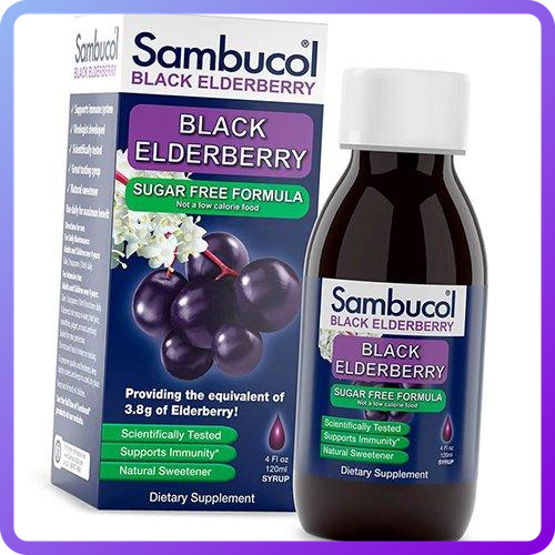 Сироп З Чорної Бузини Без Цукру Sambucol Black Квіти sugar free 120 мл (345241)