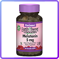 Снодійне Bluebonnet Nutrition Melatonin 5 мг Смак Малини Earth Sweet Chewables 60 жувальних таблеток (342912)