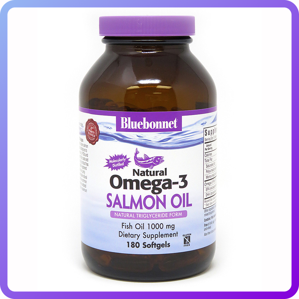 Натуральна Омега-3 з Лососевою Жиру Bluebonnet Nutrition Omega-3 Salmon Oil 180 желатинових капсул (342915)