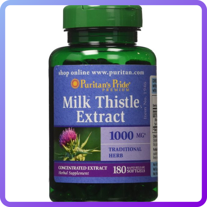 Препарат для підтримки печінки Puritan's Pride Milk Thistle 4:1 Extract 1000 мг (Silymarin) (90 капс) (336117)