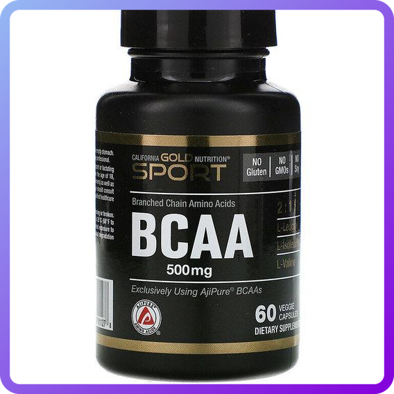 Амінокислоти BCAA California Gold Nutrition BCAA AjiPure® Branched Chain Amino Acids 500 мг 60 капс (341844)