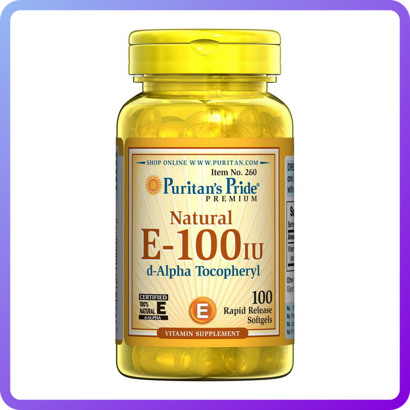 Вітаміни і мінерали Puritan's Pride Vitamin E 67 мг natural (100 IU) alpha tocopheryl 100 гел.капс (345345)