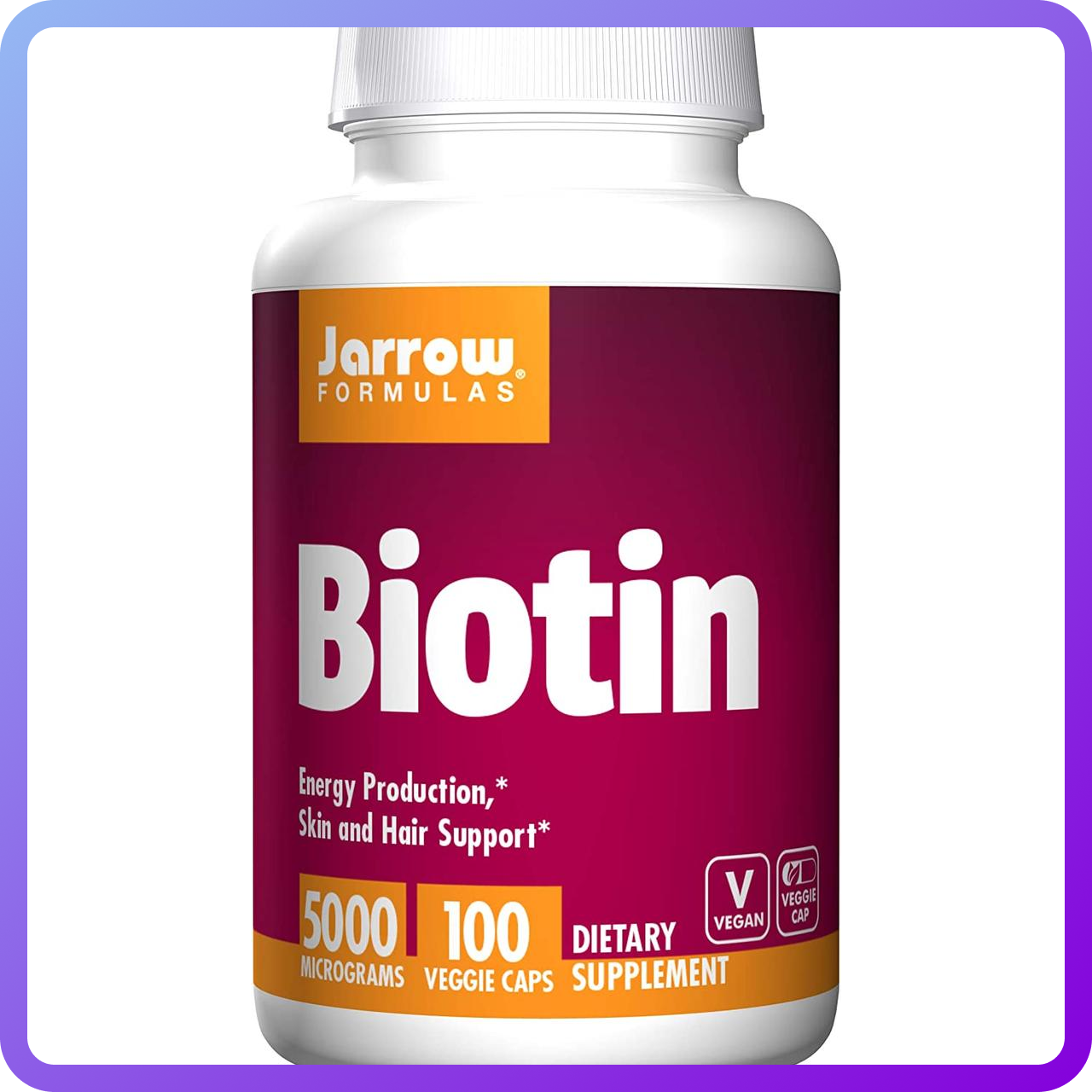 Вітаміни для шкіри, нігтів і волосся Біотин Jarrow Formulas Biotin 5000 100 капс (341930)