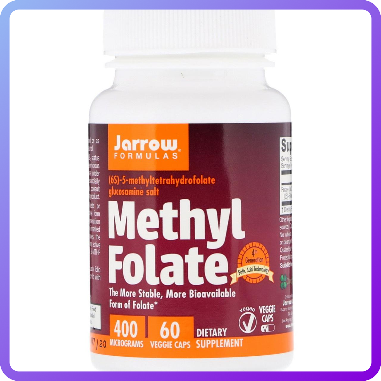 Вітаміни і мінерали Jarrow Formulas Methyl Folate 400 мкг 60 капс (341937)