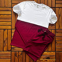 Летний красно - белый мужской комплект для прогулок, Набор шорты + футболка спортивный комплект