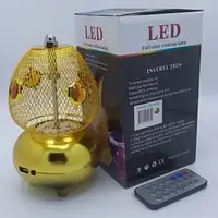 Лампа на подставке шар-сетка вращающийся RGB RHD-185 mp3 МP3 ДУ USB дискошар с пультом c