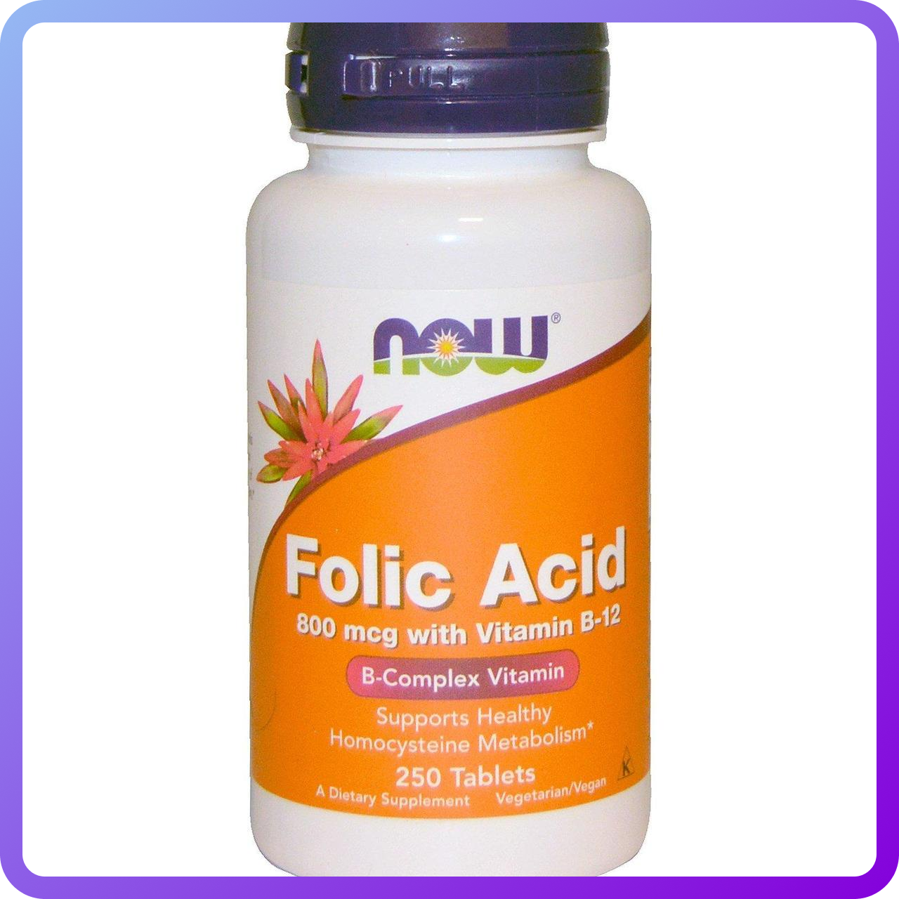 Фолієва Кислота Now Foods Folic Acid Vitamin B-12 800 мкг 250 таб (343069)