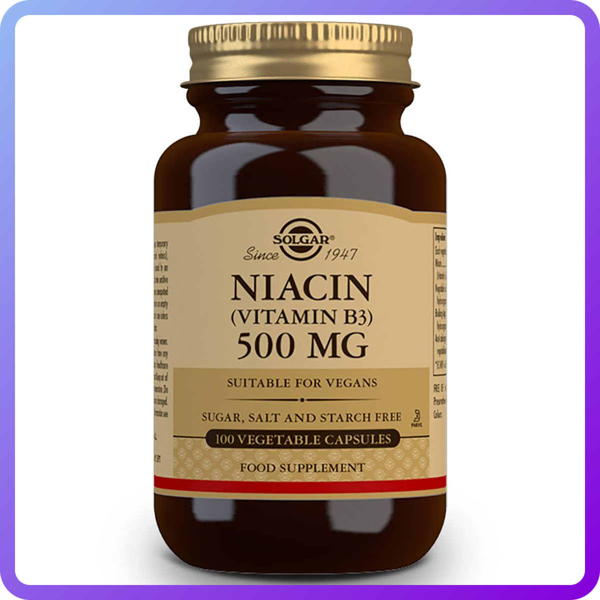 Вітаміни і мінерали Solgar Niacin 500 мг 100 вег.капс (344421)