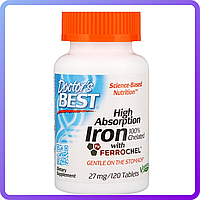Витамины и минералы Doctor's Best High Absorption Iron With Ferrochel 27 мг (120 таб) (450837)