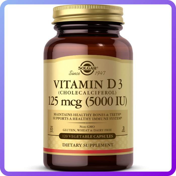 Вітаміни і мінерали Solgar Vitamin D3 5000 IU 120 вег.капс (345596)
