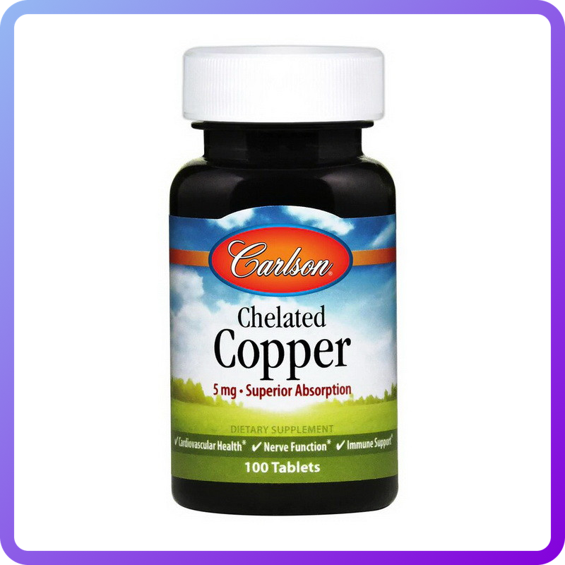 Вітаміни і мінерали Carlson Labs Chelated Copper 5 мг 100 таб (345659)
