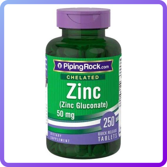 Цинк Piping Rock Chelated Zinc 50 мг Gluconate 250 таб (346703)