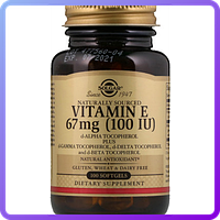 Витамин E Solgar Vitamin E 67 мг (100 IU) d-Alpha Tocopherol & Mixed Tocopherols 100 желатиновых капсул