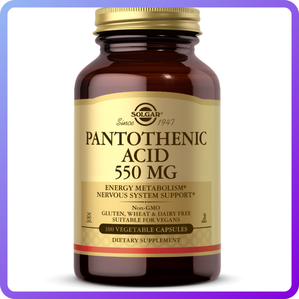 Пантотенова Кислота (B5) Solgar Pantothenic Acid 550 мг 100 вегетаріанських капсул (344694)