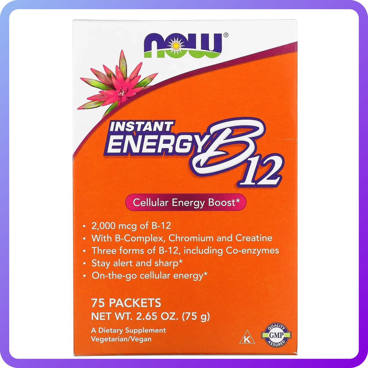 Вітамін В12 Now Foods Instant Energy B-12 2000 мкг 75 пакатев (346780)