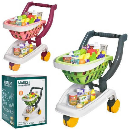 KM922-12A-13A Візок іграшка дитяча 42,5-35-51 см, продукти, 35 предметів, коробка 33-44-23,5 см, фото 1