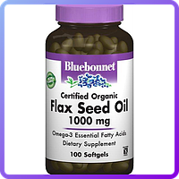 Органическое Льняное Масло Bluebonnet Nutrition Organic Flax Seed Oil 1000 мг 100 желатиновых капсул (470247)