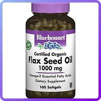 Органічне Лляне Масло Bluebonnet Nutrition Organic Flax Seed Oil 1000 мг 100 желатинових капсул (233775)