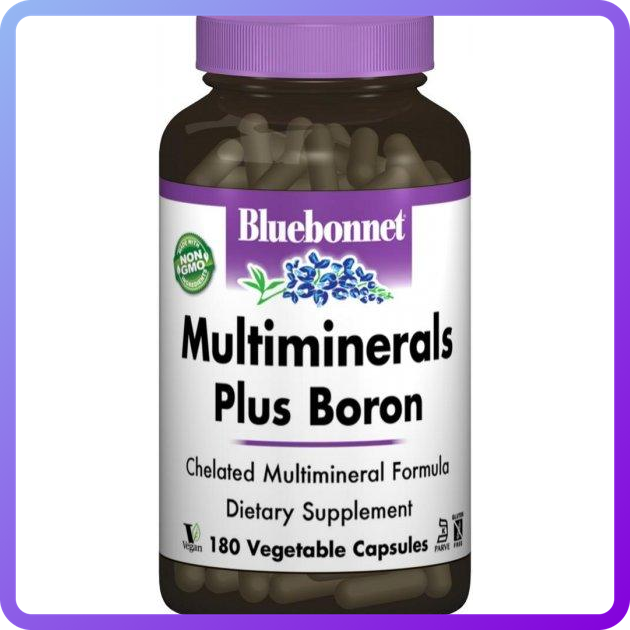 Мультиминералы + Бор з Залізом Bluebonnet Nutrition Multimineral Plus Boron with Iron 180 гельових капсул (344788)