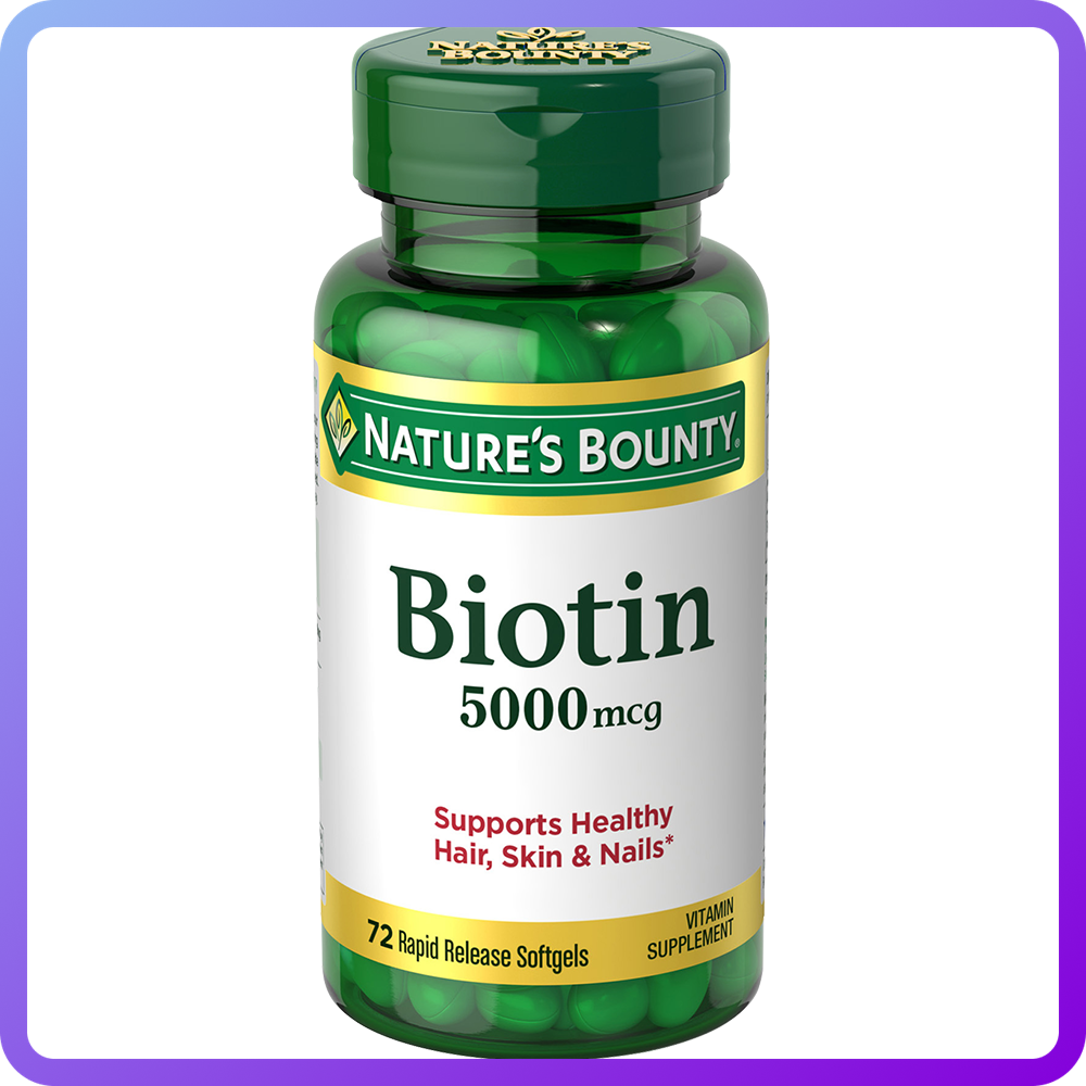 Вітаміни і мінерали nature's Bounty Biotin 5000 мкг 72 гел.капс (345852)
