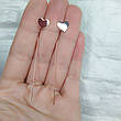 Срібні позолочені сережки ланцюжки серце, сережки протяжки з серцями в позолоті, фото 2