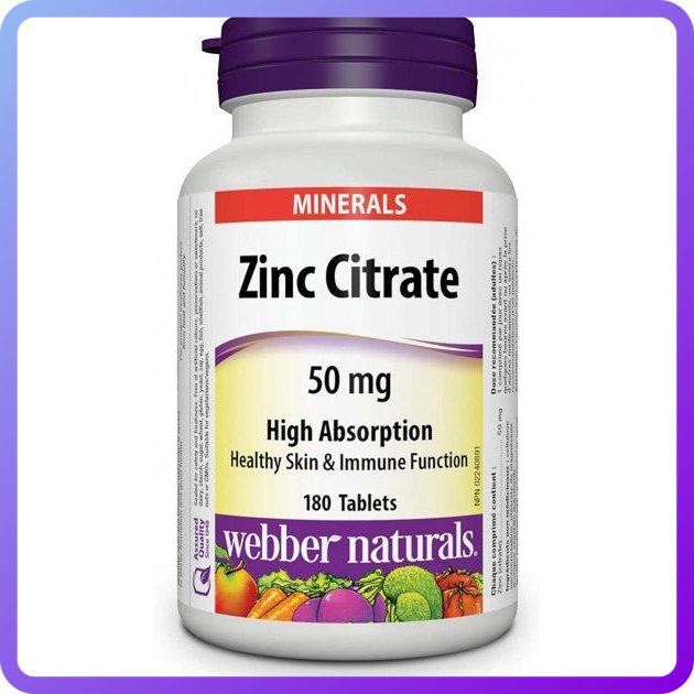 Цинк Webber Naturals Zinc Citrate 50 мг 180 таб (346930)