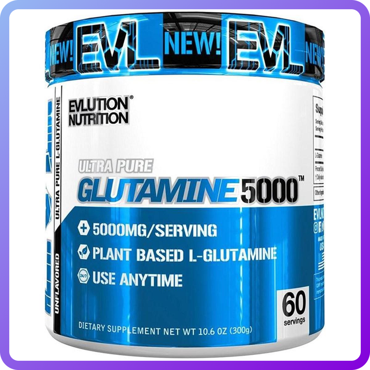 Глютамін EVLUTION NUTRITION GLUTAMINE5000 60 порцій 300 г (343565)