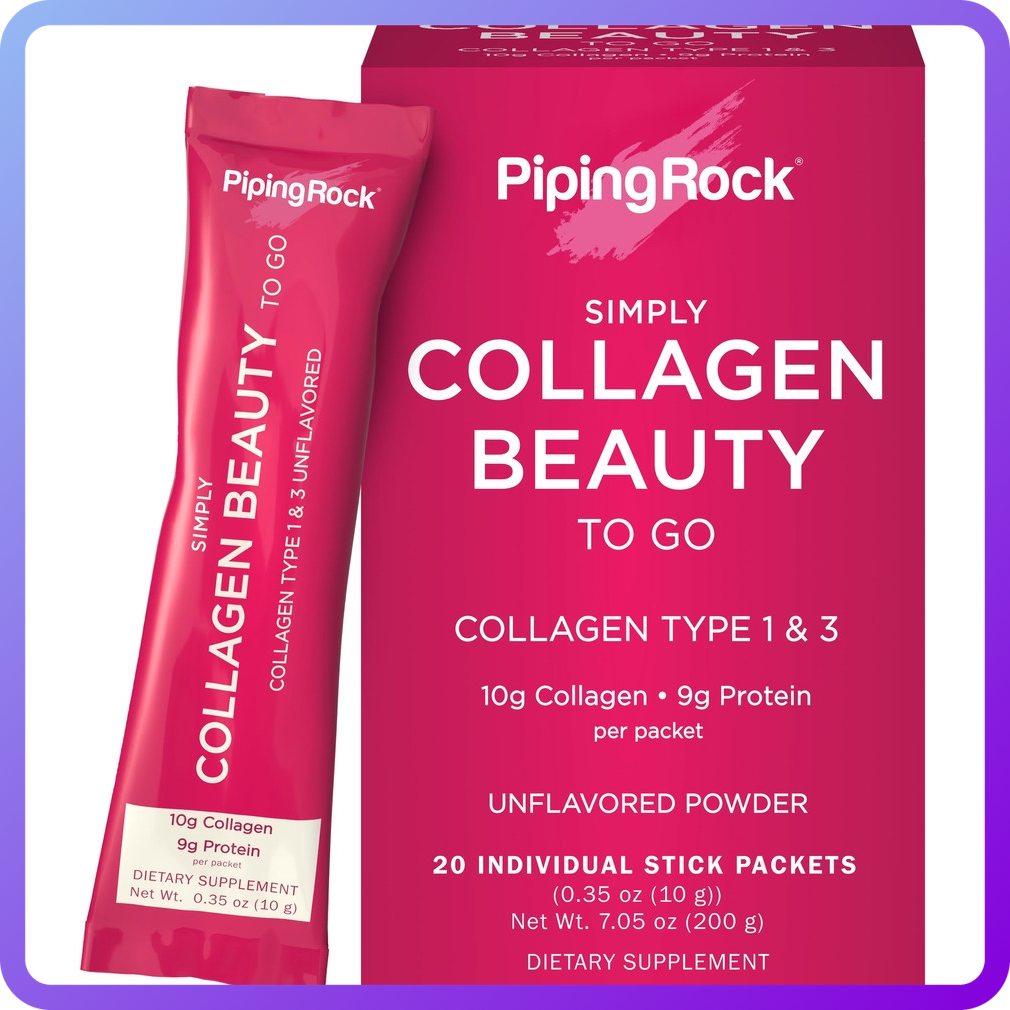 Препарати для відновлення суглобів і зв'язок Piping Rock Collagen Type I & III Beauty-to-Go Powder Stick (346958)