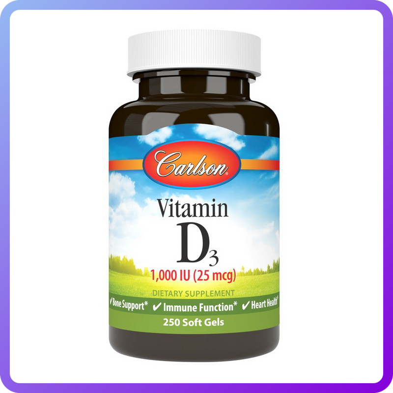 Вітаміни і мінерали Carlson Labs Vitamin D3 1000 IU (25 мкг) 250 гел.капс (345925)