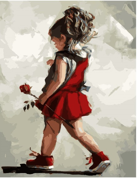 Картина за номерами Дівчинка з трояндою (BK-GX8381) 40 х 50 см (Без коробки)