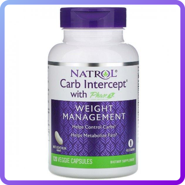 Перехоплювач Вуглеводів Фаза 2 Natrol Carb Intercept з Phase 2 Carb Controller 120 рослинних капсулп (344922)