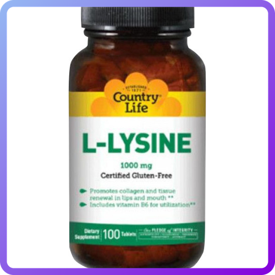 Амінокислота Country Life L-Lysine 1000 мг 100 таб (346970)